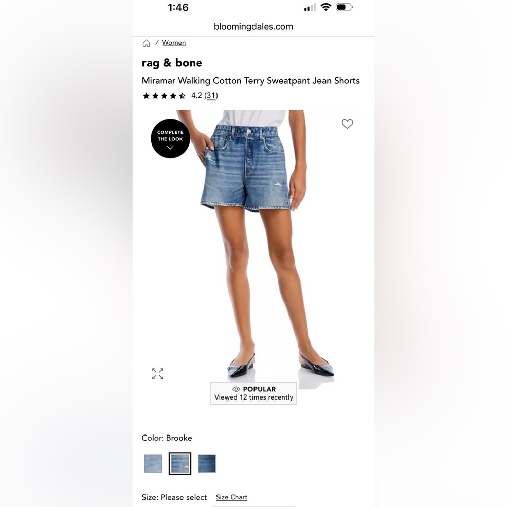 rag & bone Blue Jean Shorts